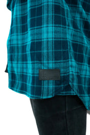 model wearing unisex stitch untitled crossroads flannel shirt