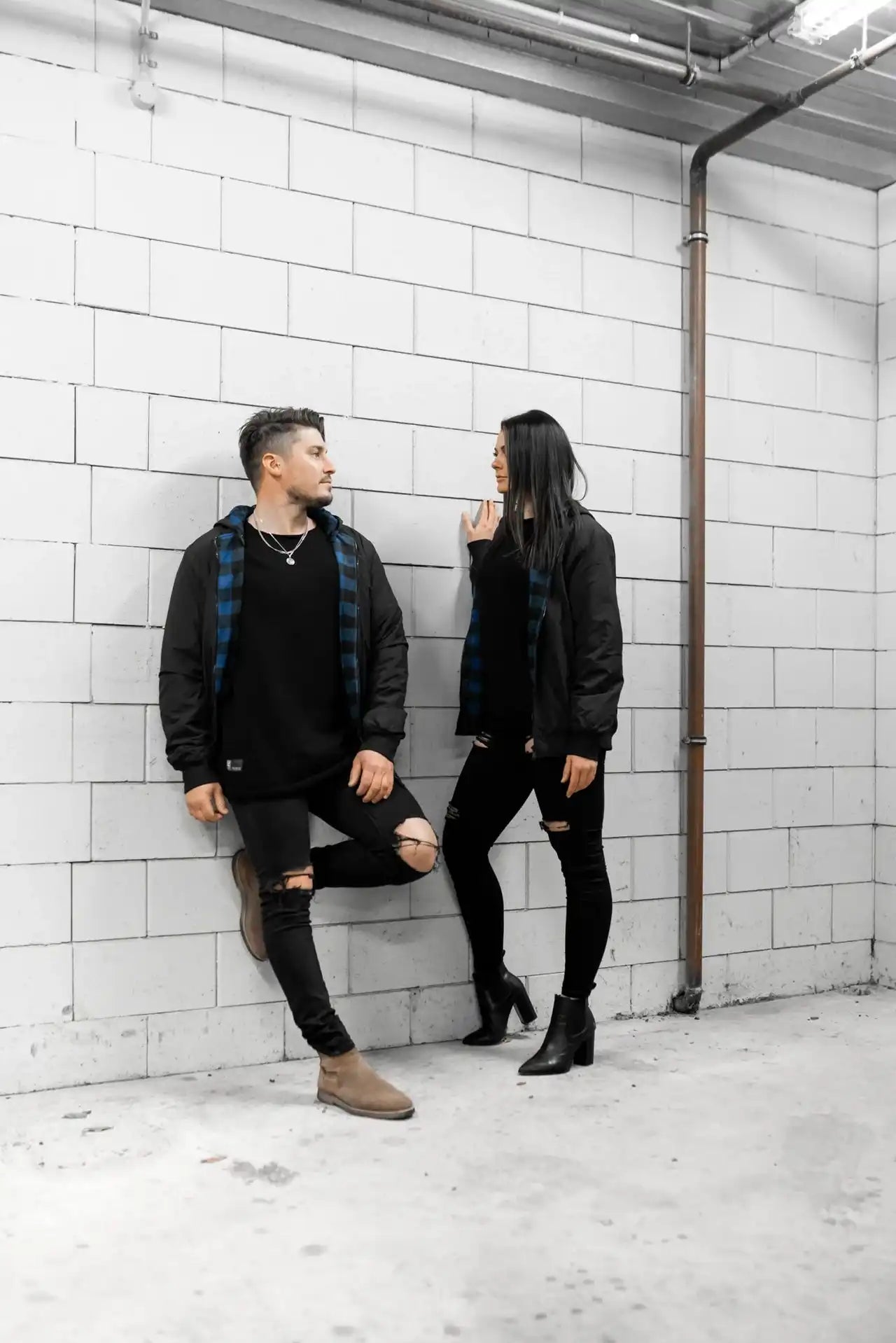 People standing in Melbourne garage wearing stitch untitled featherweight jacket